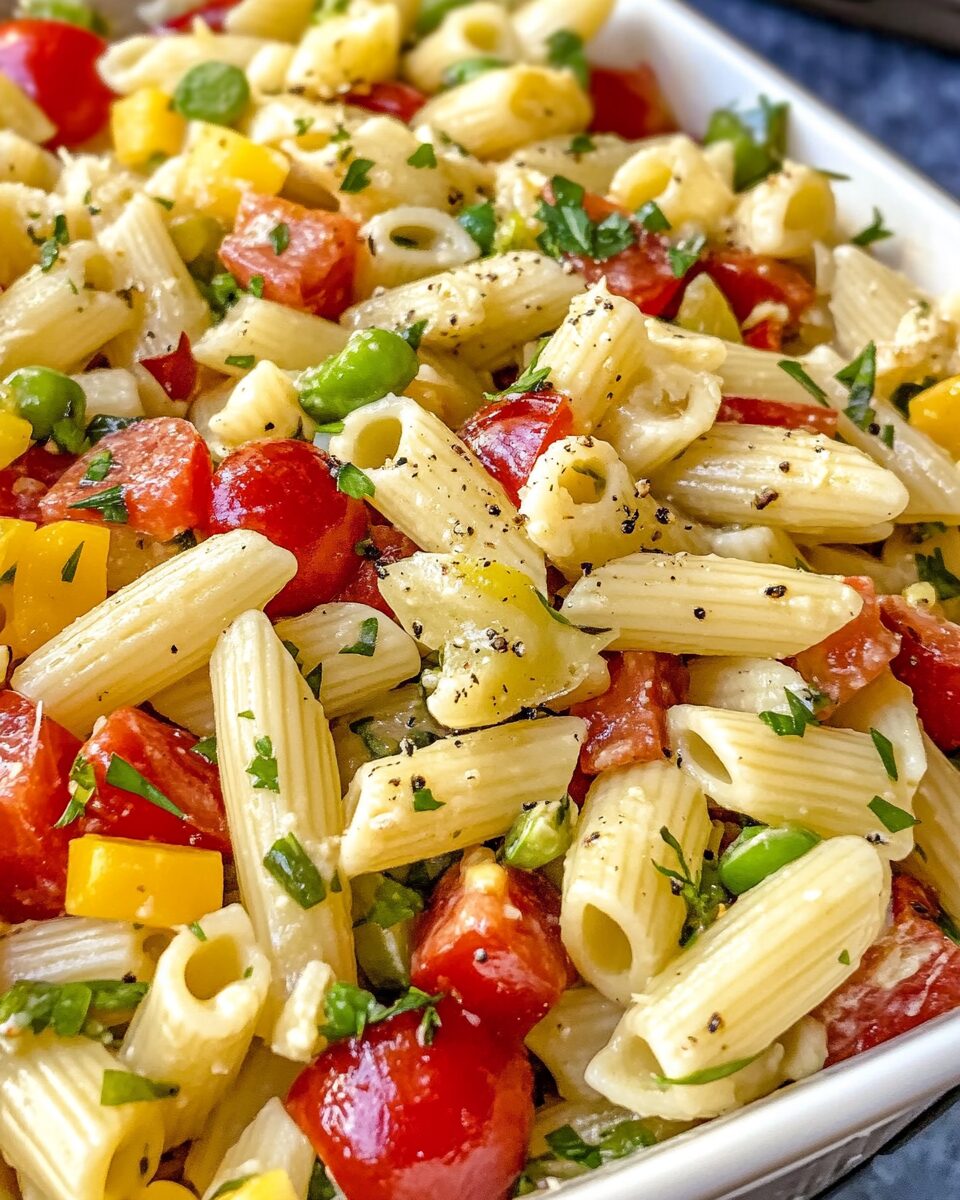 Mediterranean Delight Vegan Pasta Salad with Lemon Herb Vinaigrette
