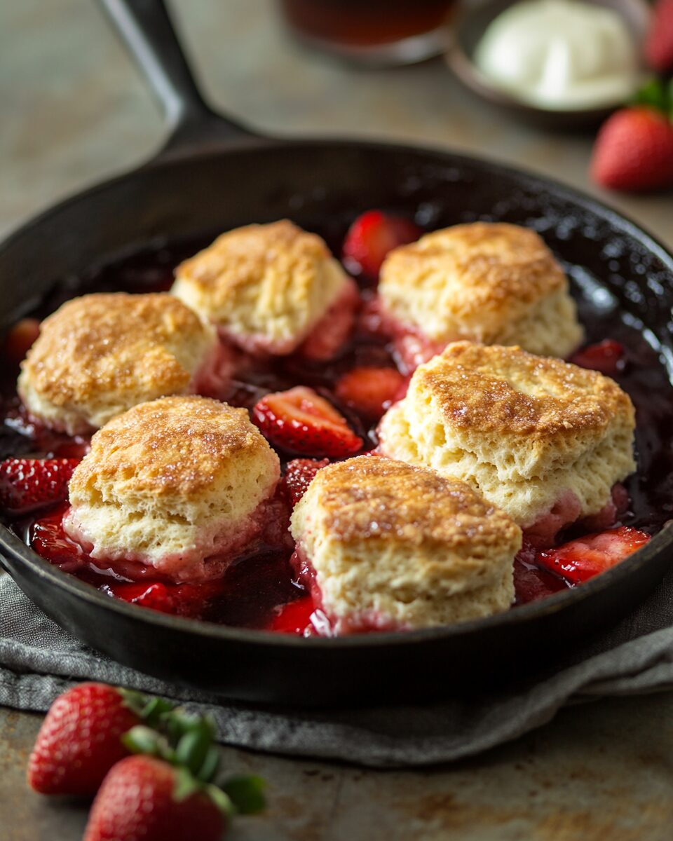Skillet Strawberry Bourbon Cobbler