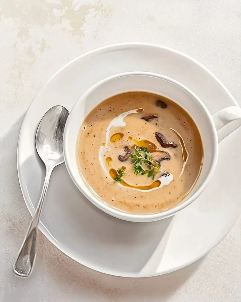 Silky Chestnut and Mushroom Soup with a Touch of Thyme