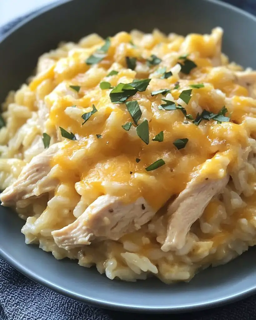 Creamy Slow Cooker Cheesy Chicken and Rice