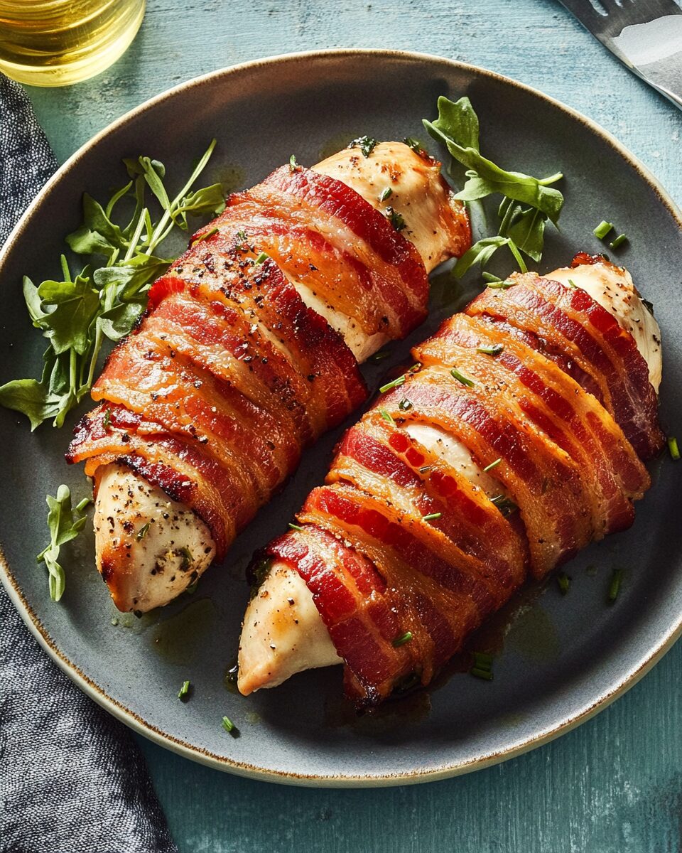 Crispy Bacon-Wrapped Herb Chicken Breasts