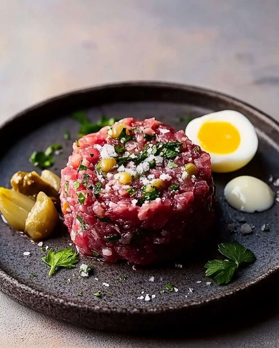Classic French Steak Tartare with Capers, Shallots & Egg Yolk