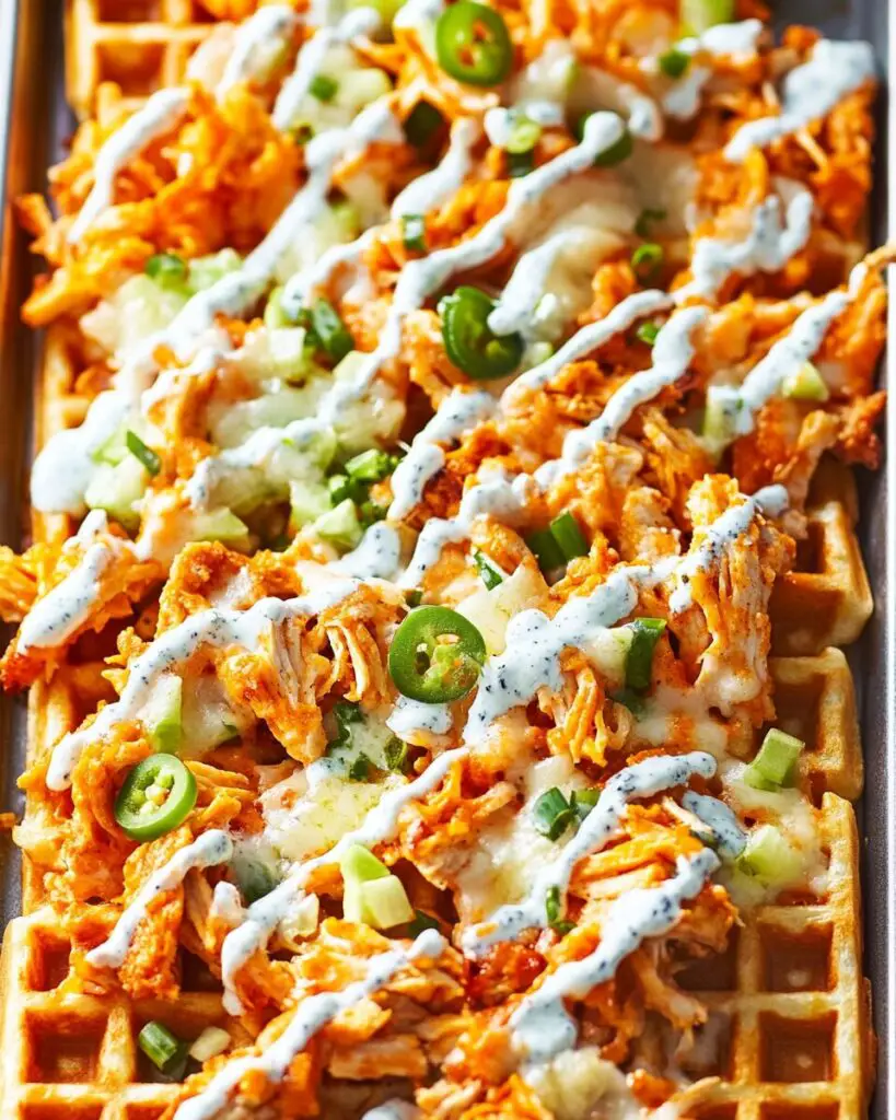Buffalo Chicken Waffle Fry Nachos