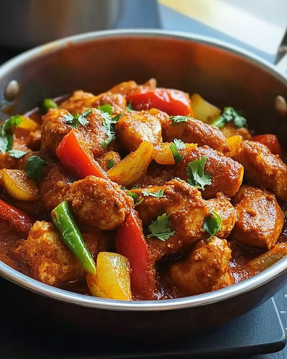 Spicy Indian-Style Chicken Stir-Fry with Peppers and Tomatoes