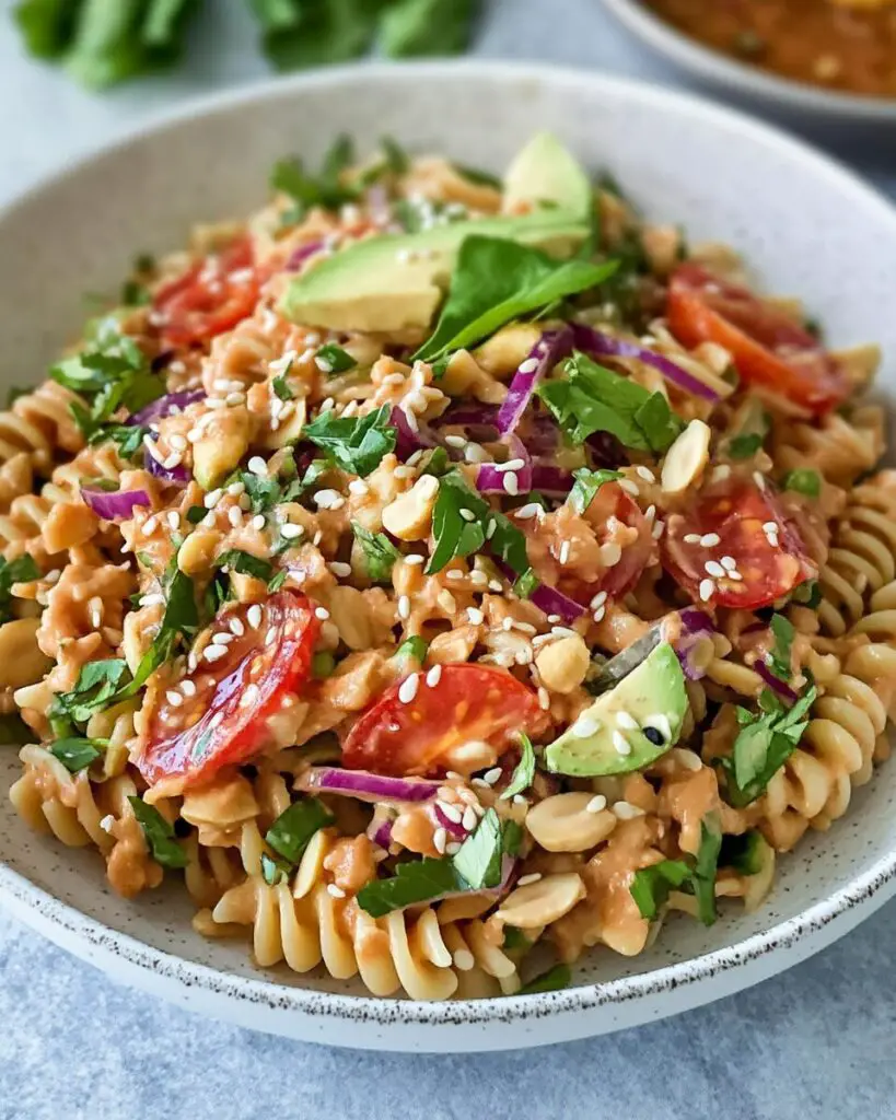 Chilled Angel Hair Pasta with Crunchy Veggies & Creamy Peanut Dressing