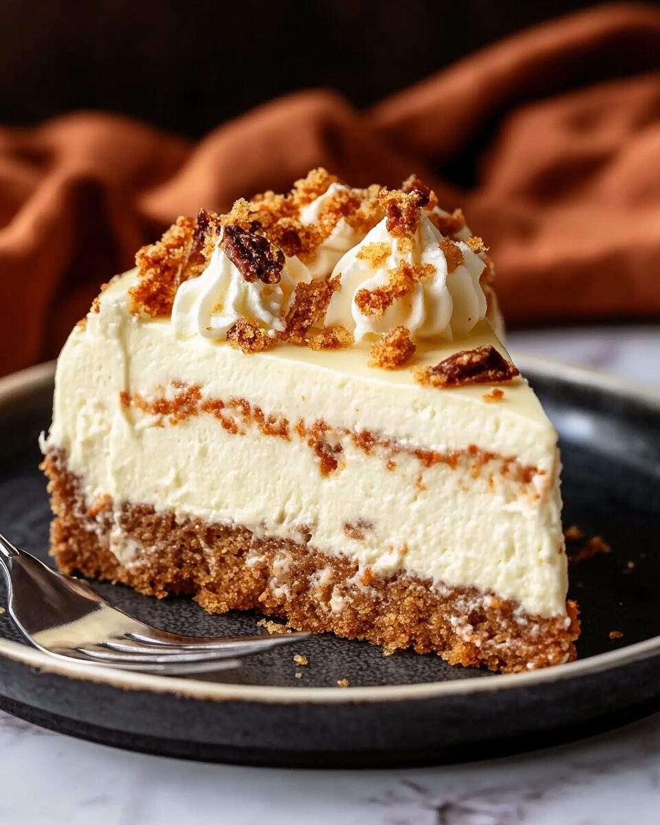 Swirled Carrot Cake Cheesecake with Cream Cheese Frosting and Caramelized Pecans