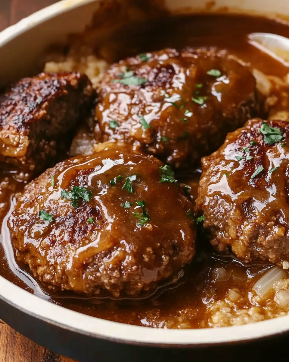Classic Old-Fashioned Salisbury Steak in Rich Mushroom Sauce