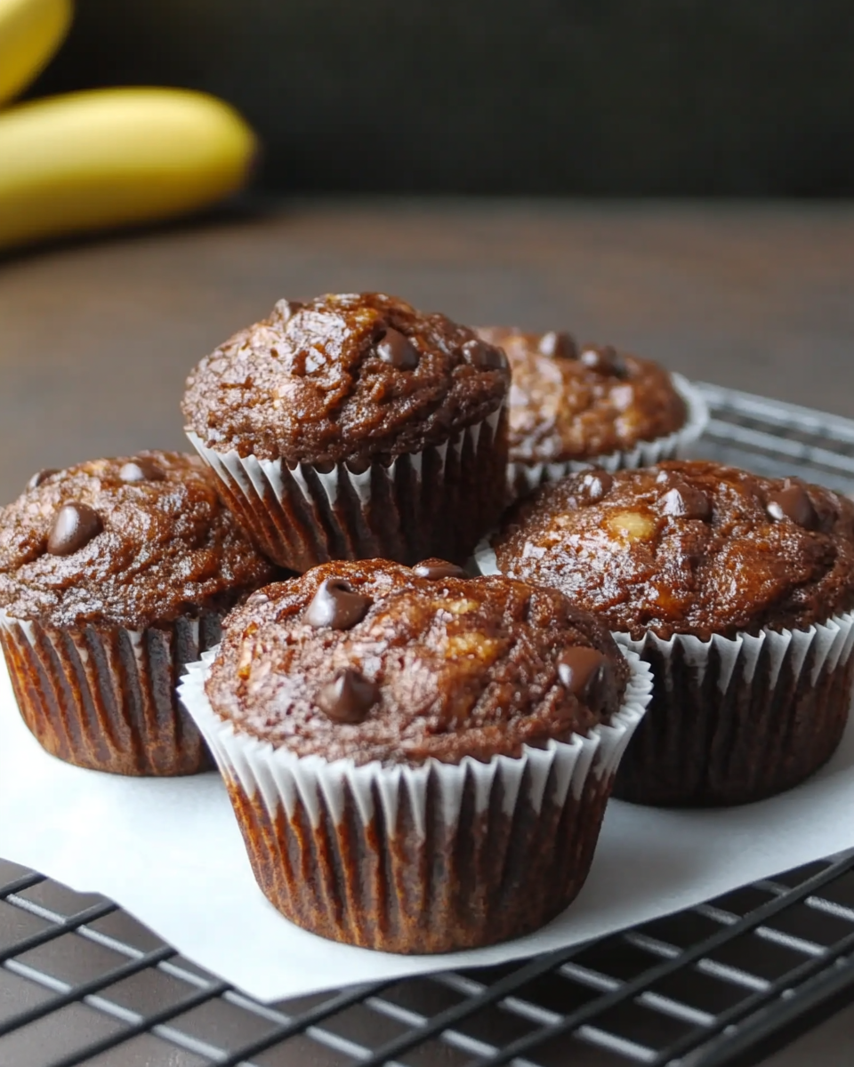 Decadent Banana Muffins with a Double Chocolate Twist
