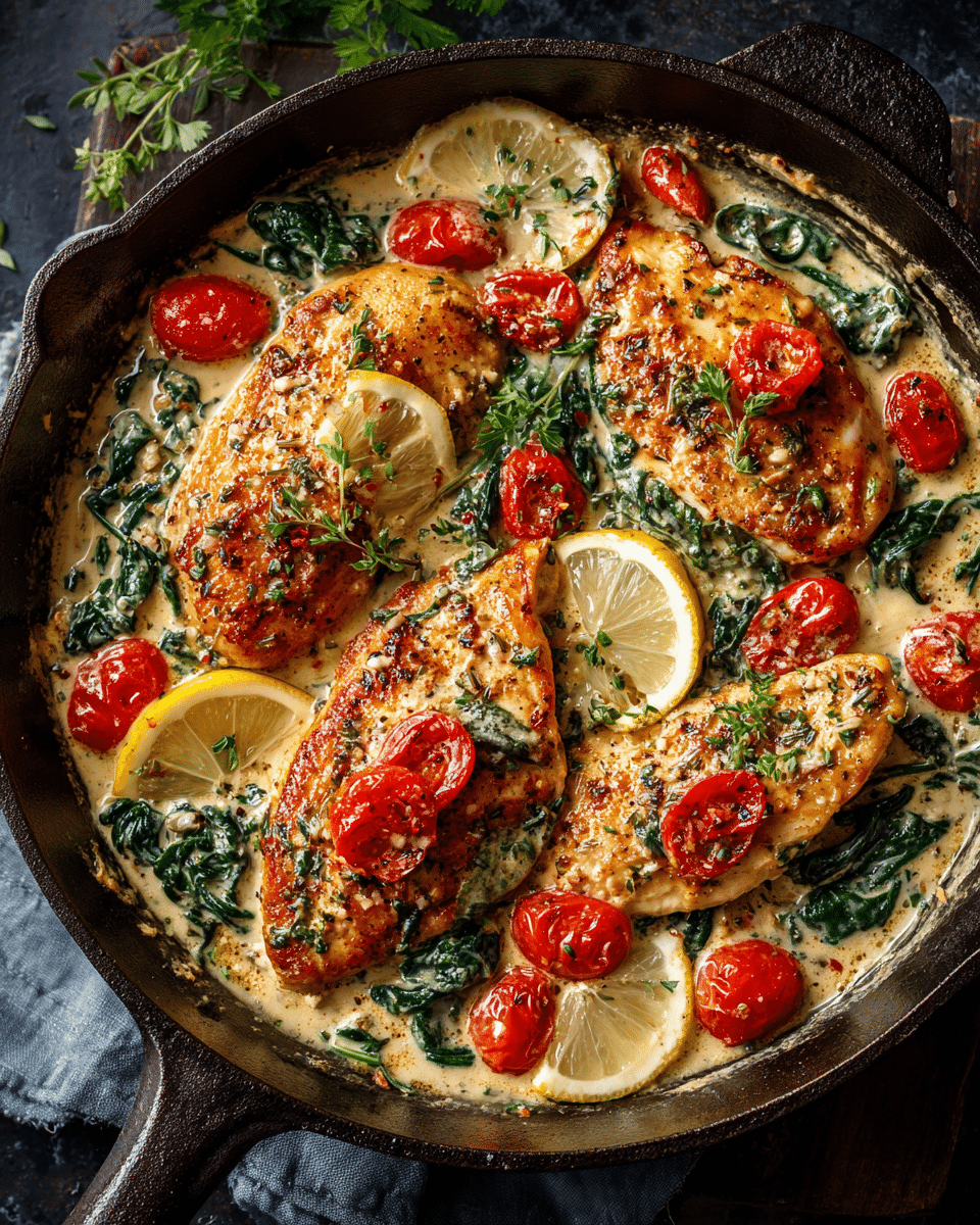 Creamy Tuscan Chicken with Spinach and Sun-Dried Tomatoes