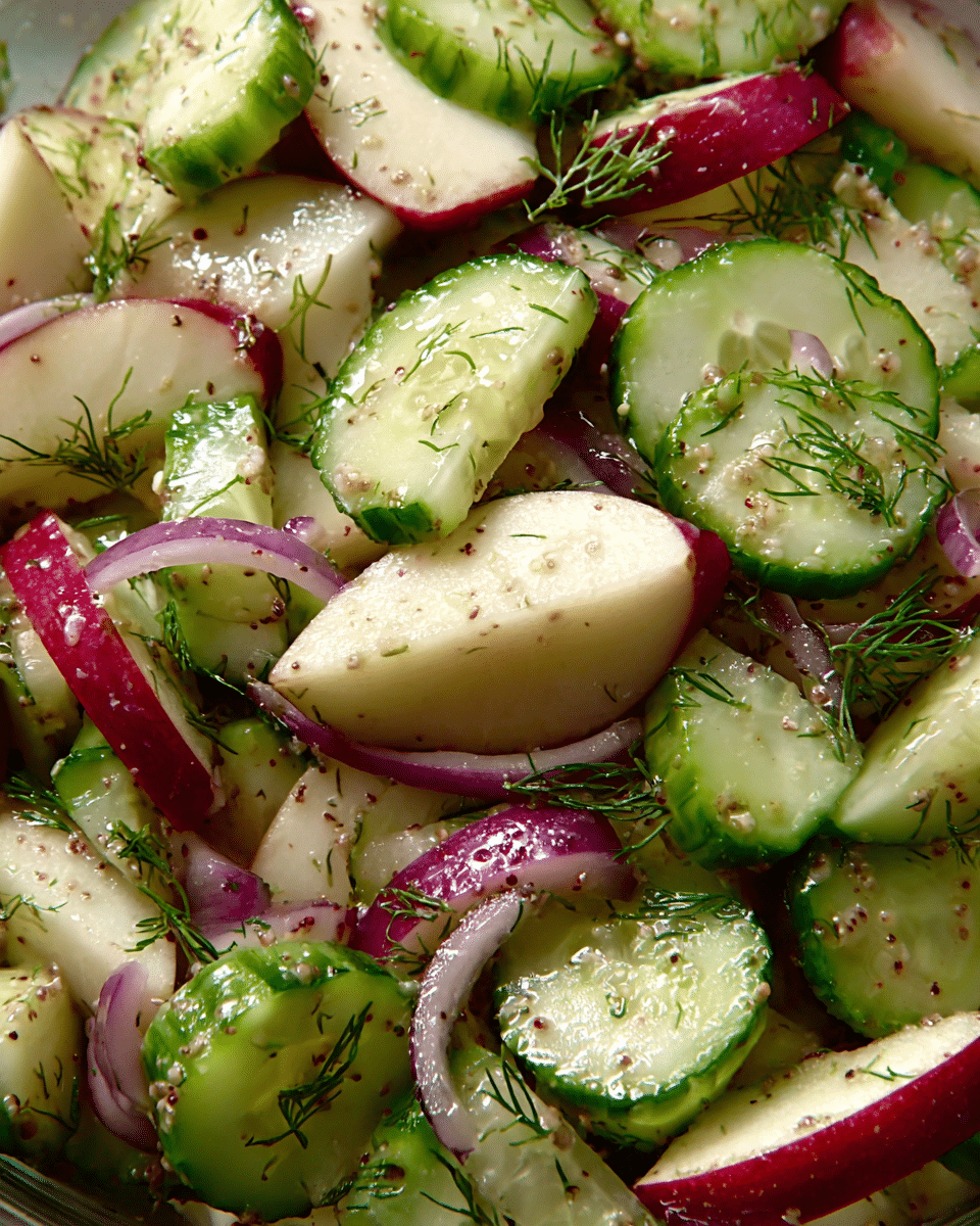 Crisp Apple, Pear & Cucumber Salad with Dill Mustard Vinaigrette