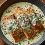 Seared Salmon with Luscious Herb Infused Cream Sauce