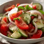 Refreshing Summer Salad with Cucumbers, Onions, and Tomatoes