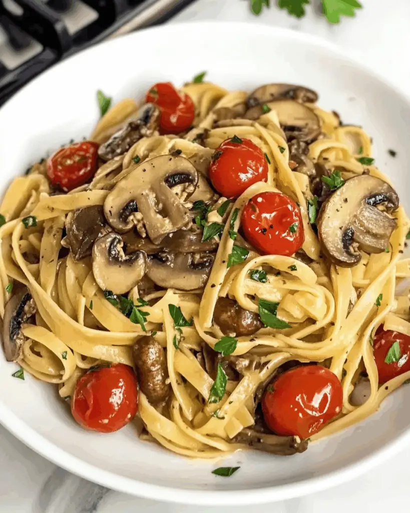 Silky Plant-Based Mushroom Fettuccine in a Cashew Cream Sauce