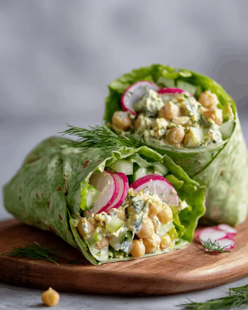 Fresh and Flavorful Chickpea Wraps with Creamy Avocado Dill Dressing