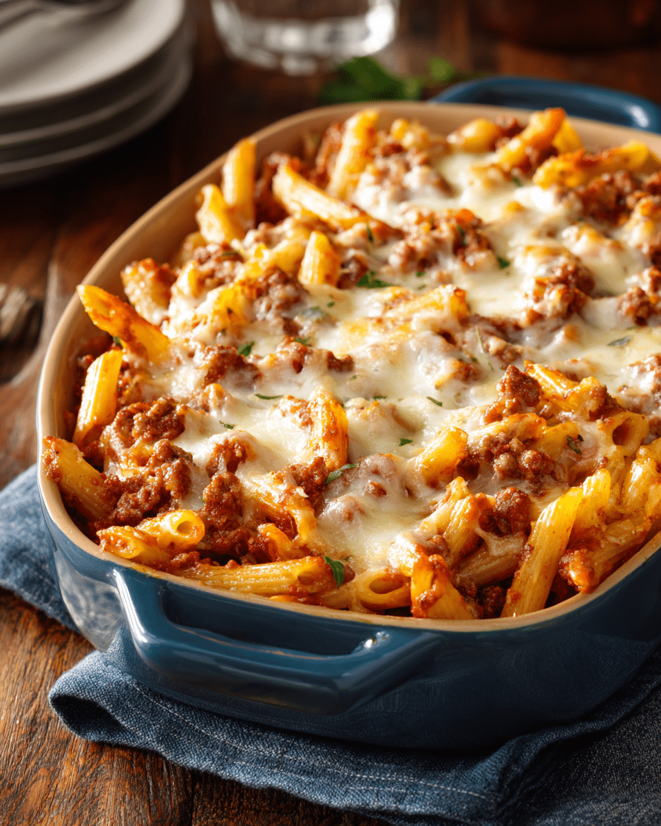 The Ultimate Baked Mostaccioli with a Cheesy Twist