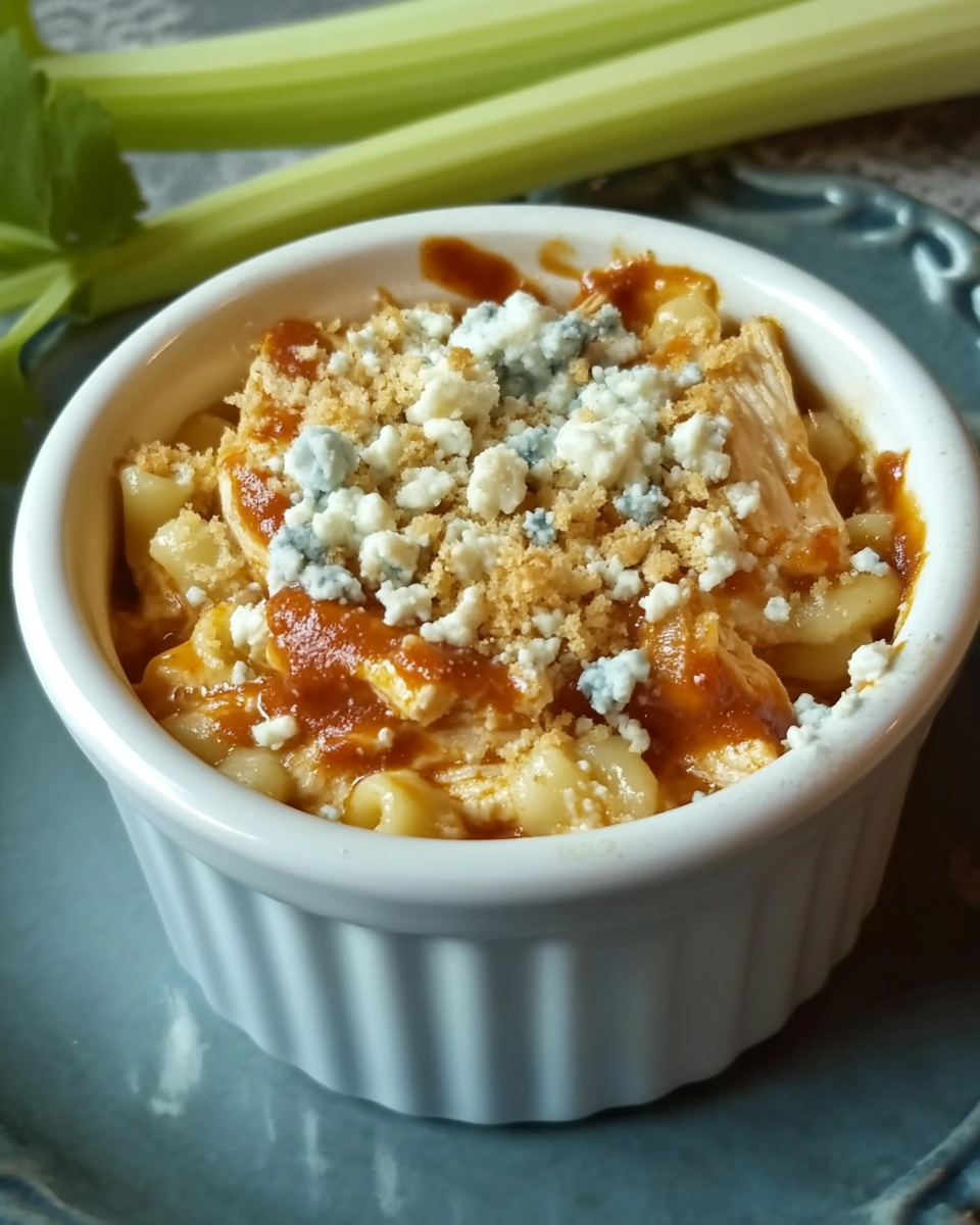 Spicy Buffalo Chicken Noodle Mini Casseroles