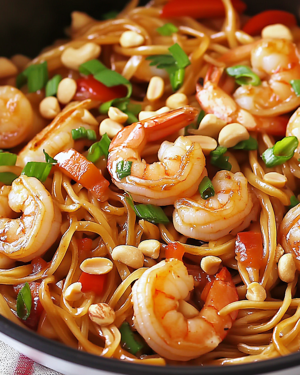 Spicy Shrimp Kung Pao Noodles with Stir-Fried Veggies