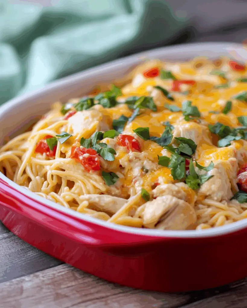 Creamy Chicken Spaghetti with a Spicy Twist