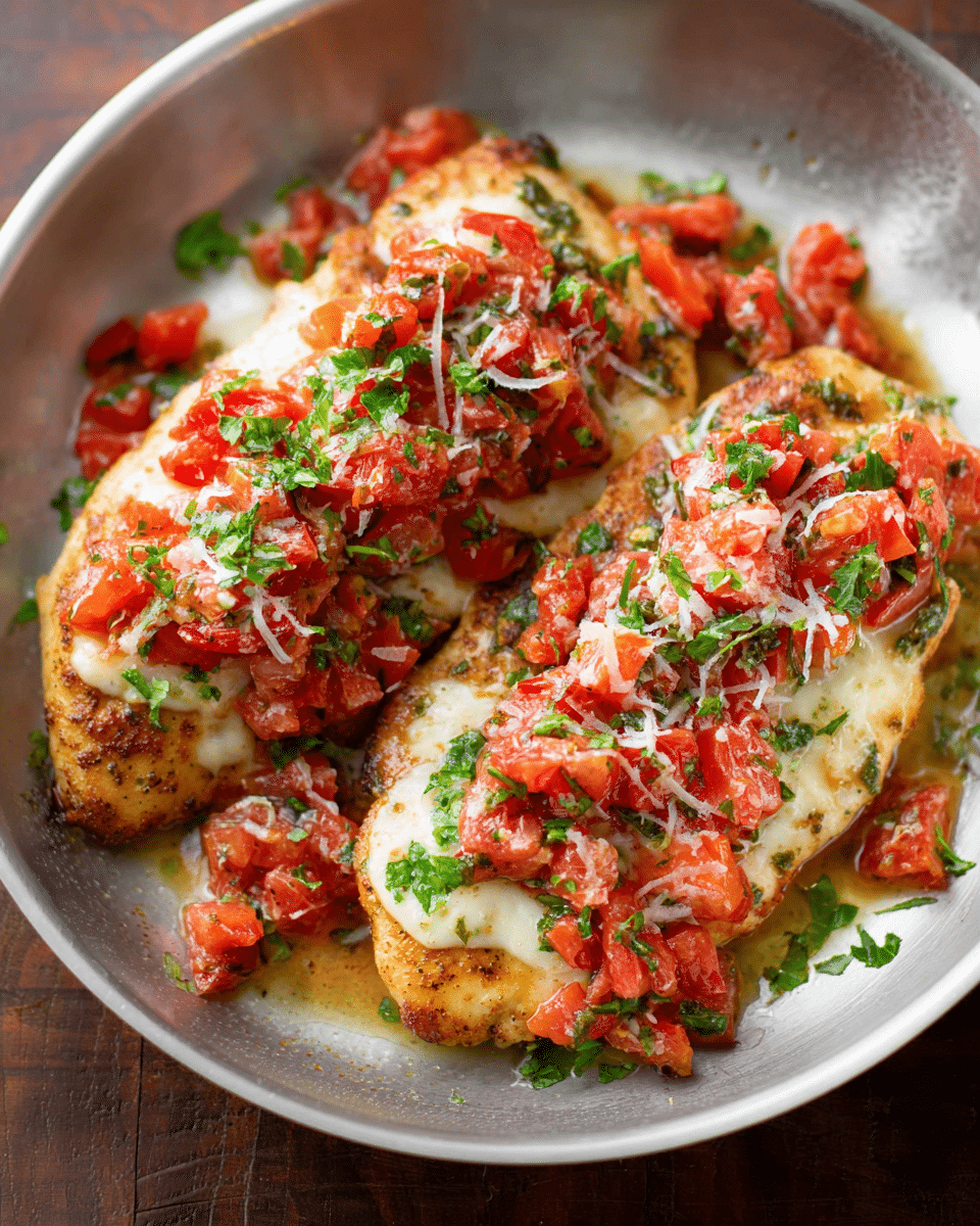 Crispy Chicken Cutlets with Fresh Tomato Bruschetta Topping
