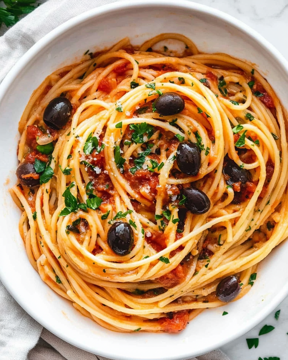 Spaghetti with Bold, Tangy Puttanesca Sauce