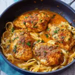 Creamy Cajun Chicken Lazone Over Buttered Pasta