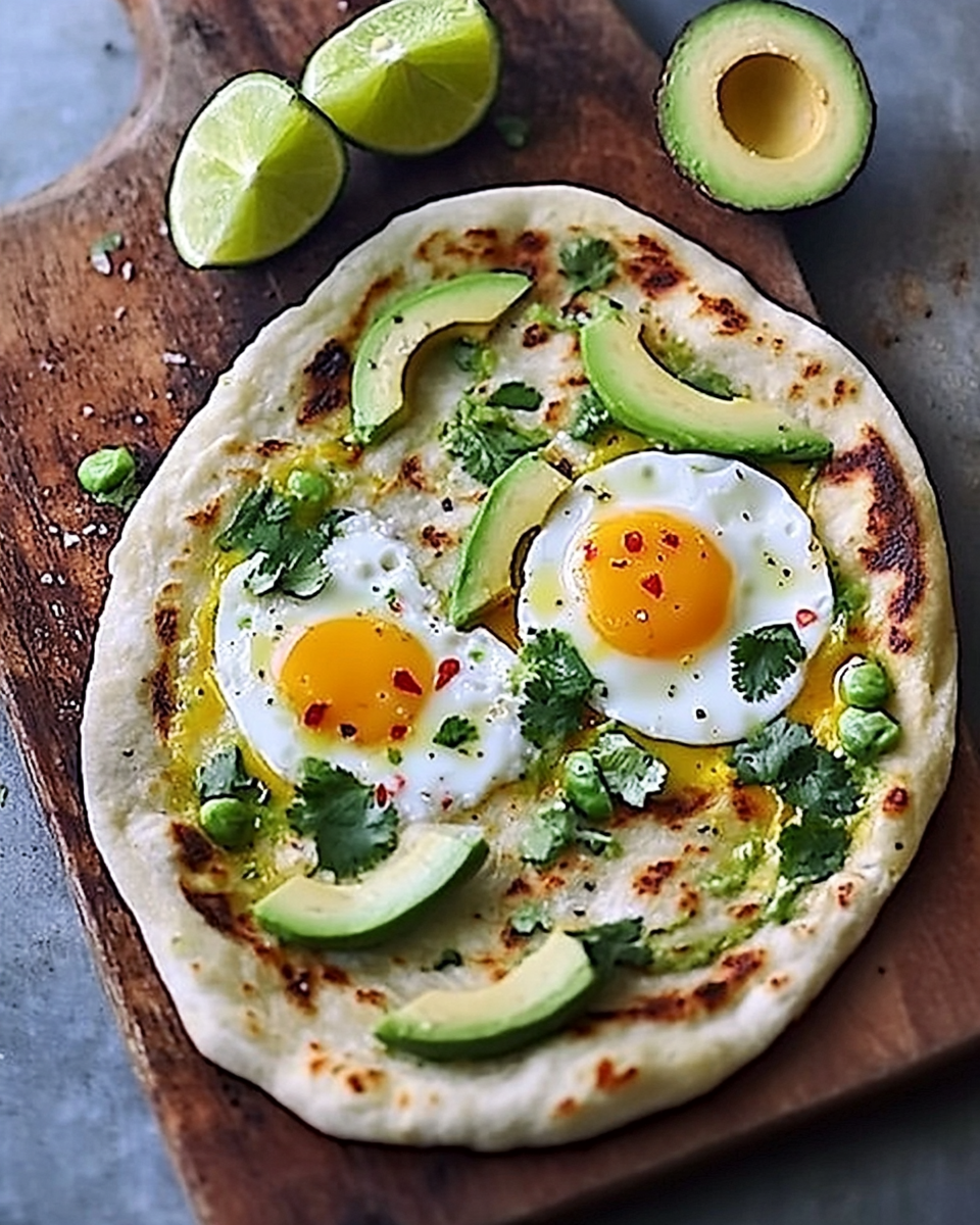 Warm Breakfast Naans with Scrambled Eggs and Avocado