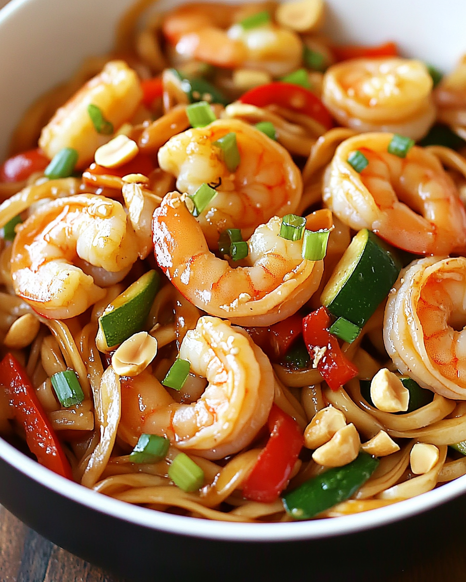 Spicy Shrimp Kung Pao Noodles with Stir-Fried Veggies
