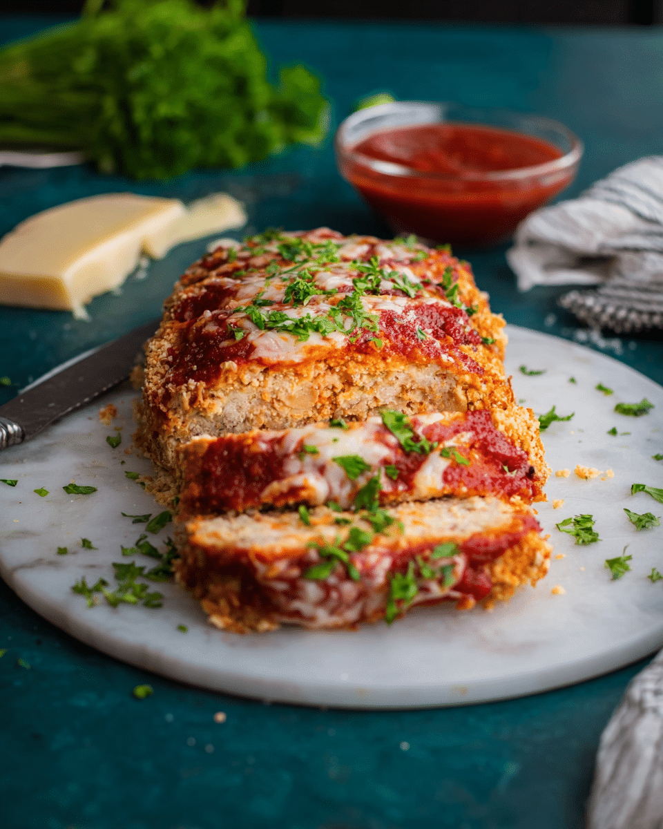 Italian-Style Chicken Parmesan Meatloaf with Crunchy Topping