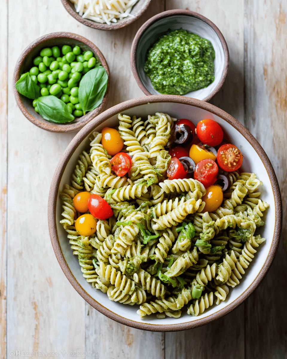Creamy Pesto Pasta Salad with Veggies