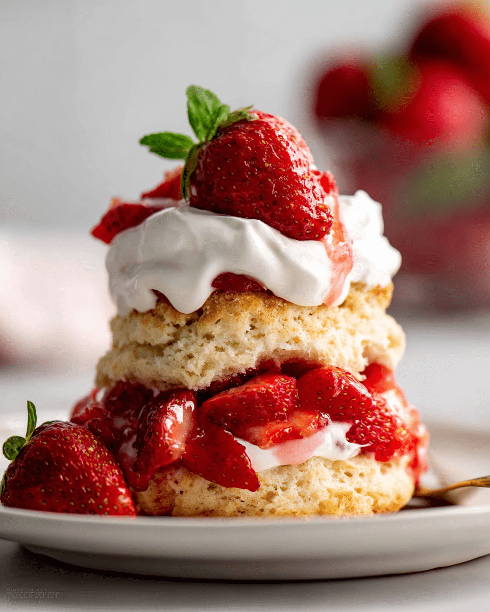 Buttermilk Biscuits with Juicy Strawberries & Fresh Whipped Cream