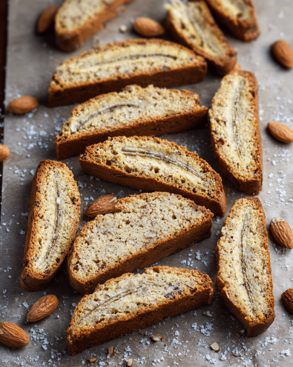 Crunchy Banana Bread Biscotti with Toasted Almonds