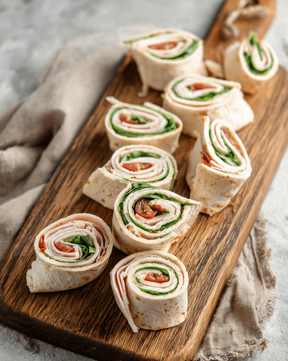 Creamy Turkey & Cheese Pinwheel Roll-Ups