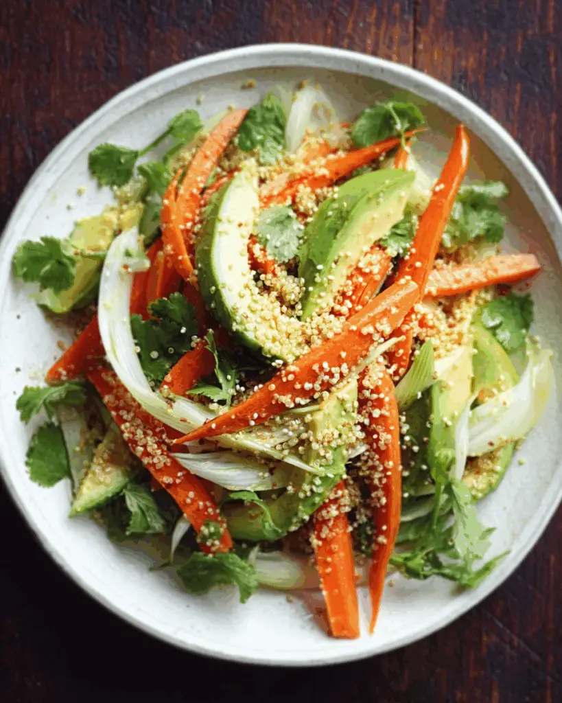 Crisp Fennel & Carrot Ribbon Salad with Avocado and Crunchy Quinoa