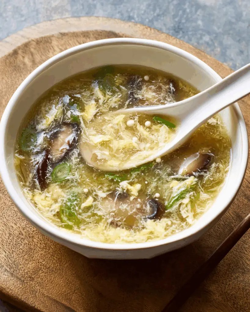 Silky Chinese Egg Drop Soup with Mushrooms and Ginger