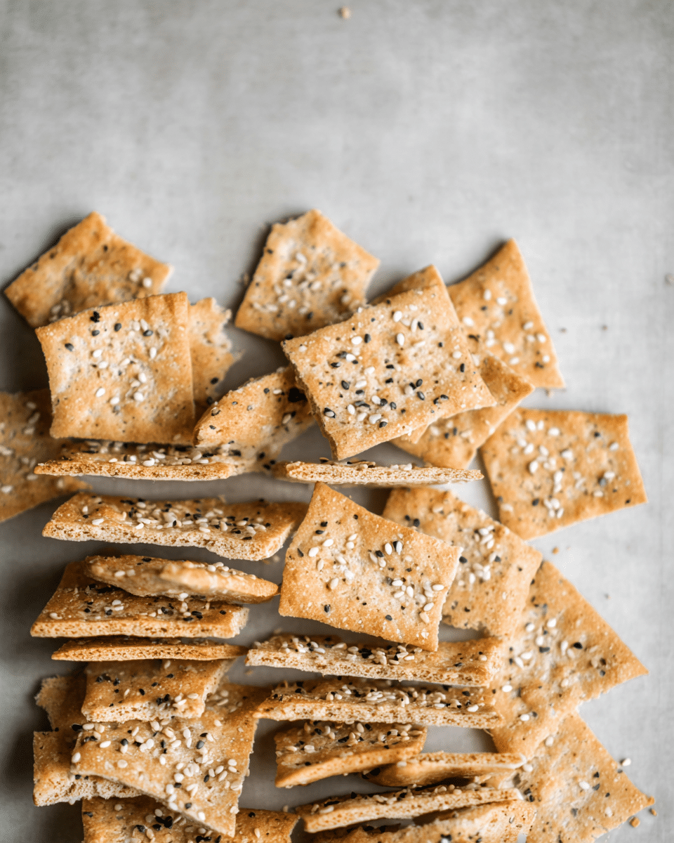 Crispy Sesame Crackers Made from Sourdough Discard
