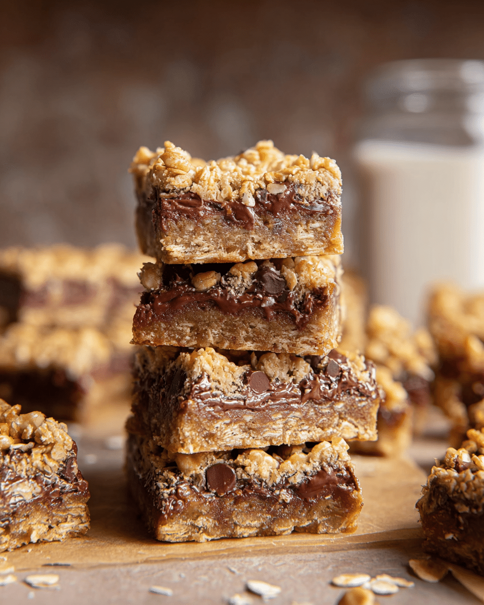 Chewy Chocolate-Filled Oat Crumble Bars