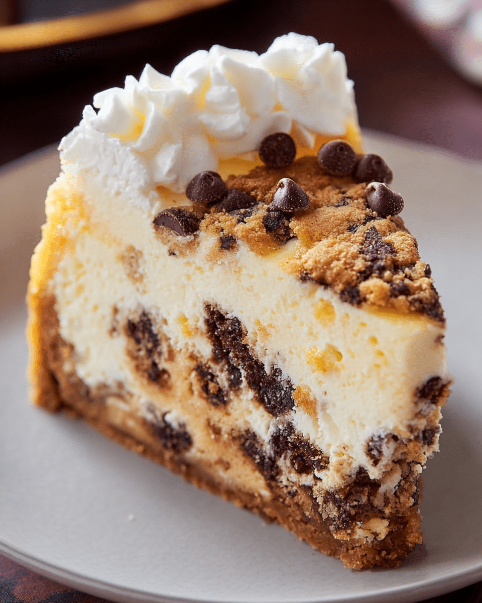 Decadent Cheesecake Topped with Chocolate Chip Cookies