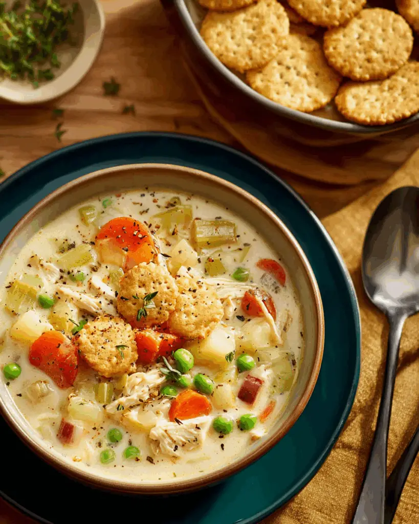 Cozy Homestyle Chicken Pot Pie Soup Without the Crust