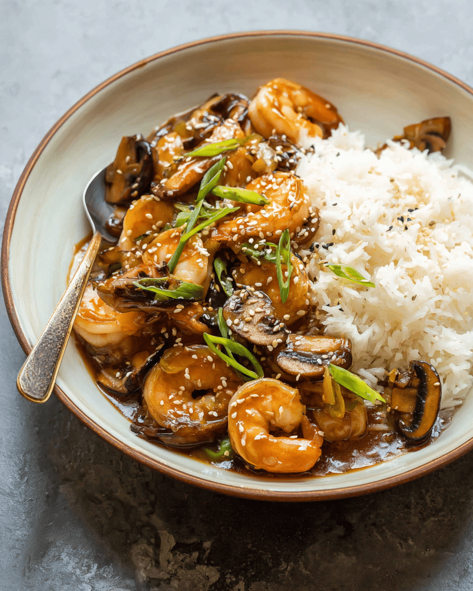 Sizzling Shrimp and Cremini Stir Fry with Garlic Soy Glaze