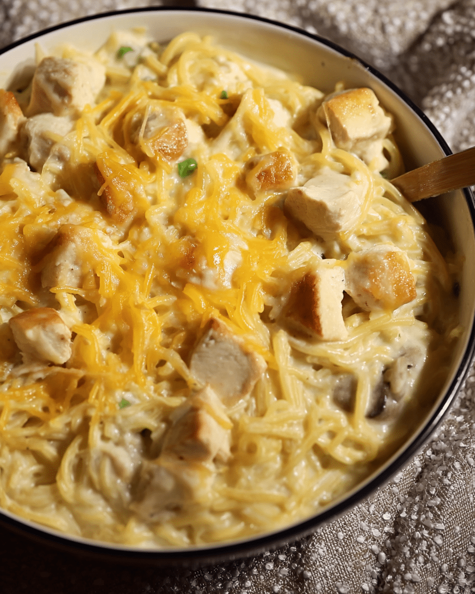 Creamy Chicken Tetrazzini Pasta Bake