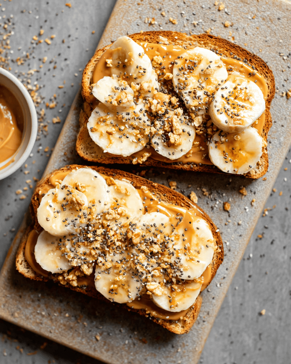 Creamy Banana Toast with Honey Drizzle and Crunchy Granola