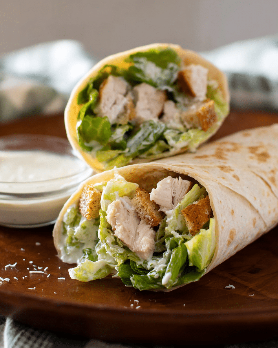 Grilled Chicken Caesar Salad Wrapped in a Tortilla Hug