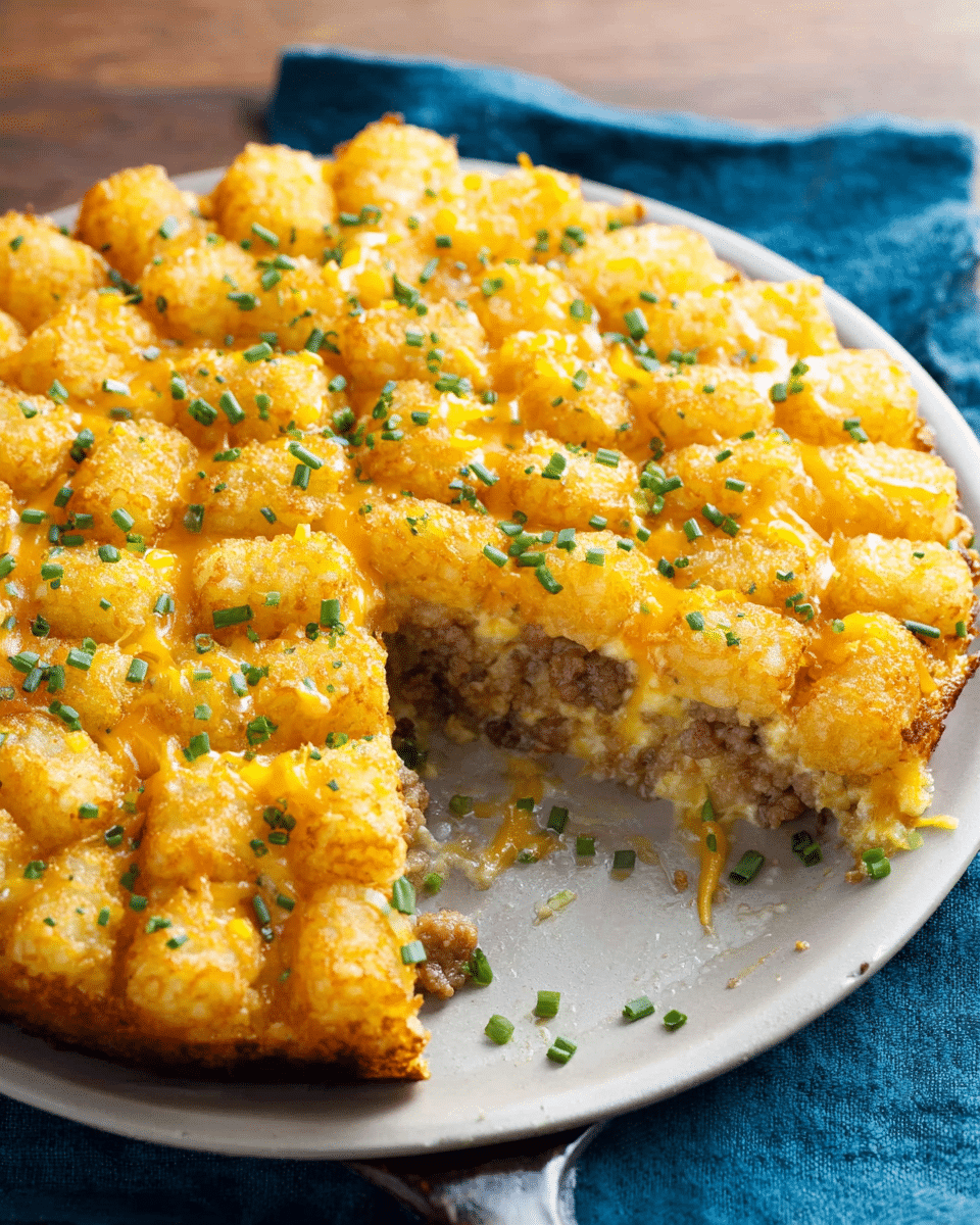 Golden Skillet Tater Tot Sausage Breakfast Bake