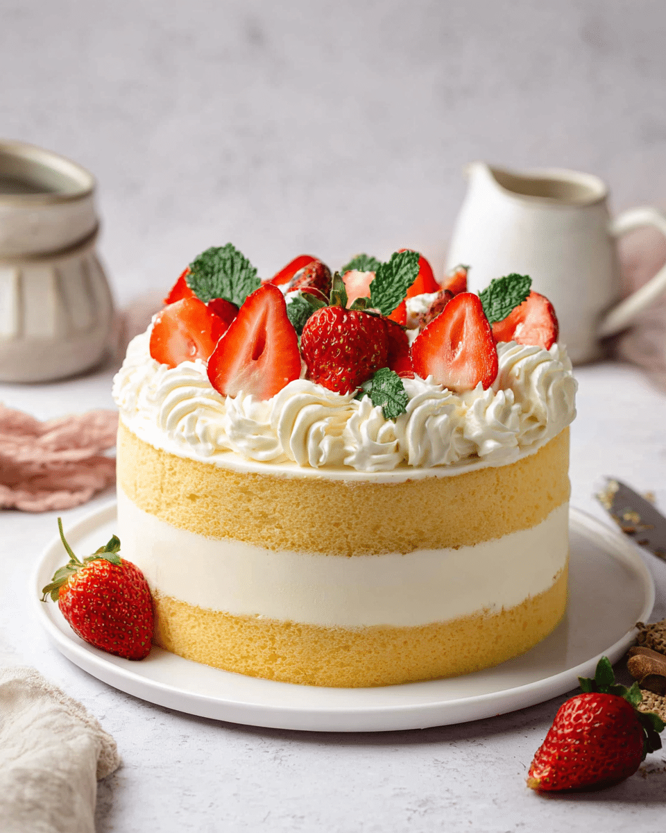 Fluffy Japanese-Style Strawberry Cream Cake