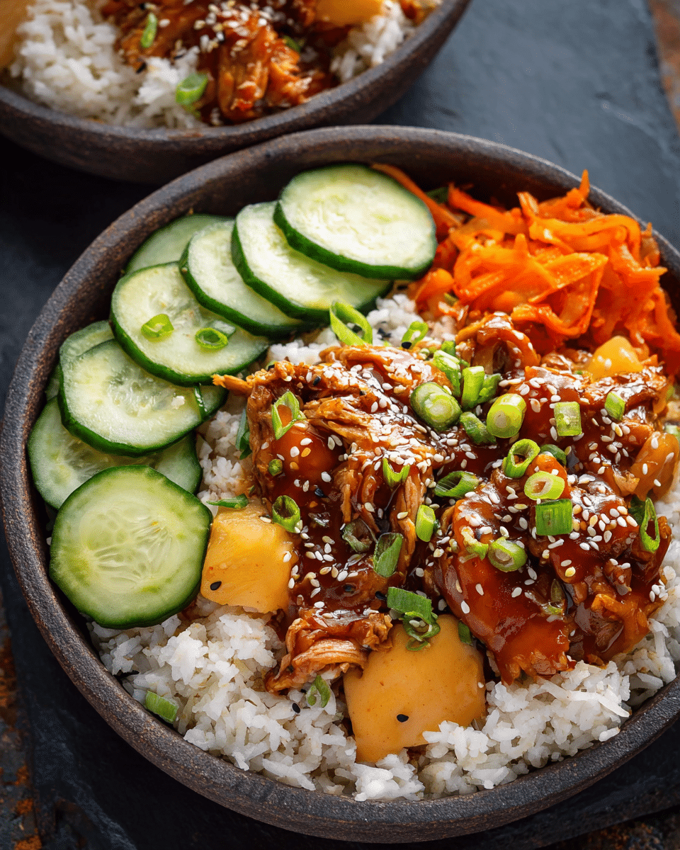 Sweet and Savory Slow Cooker Korean BBQ Chicken Bowls