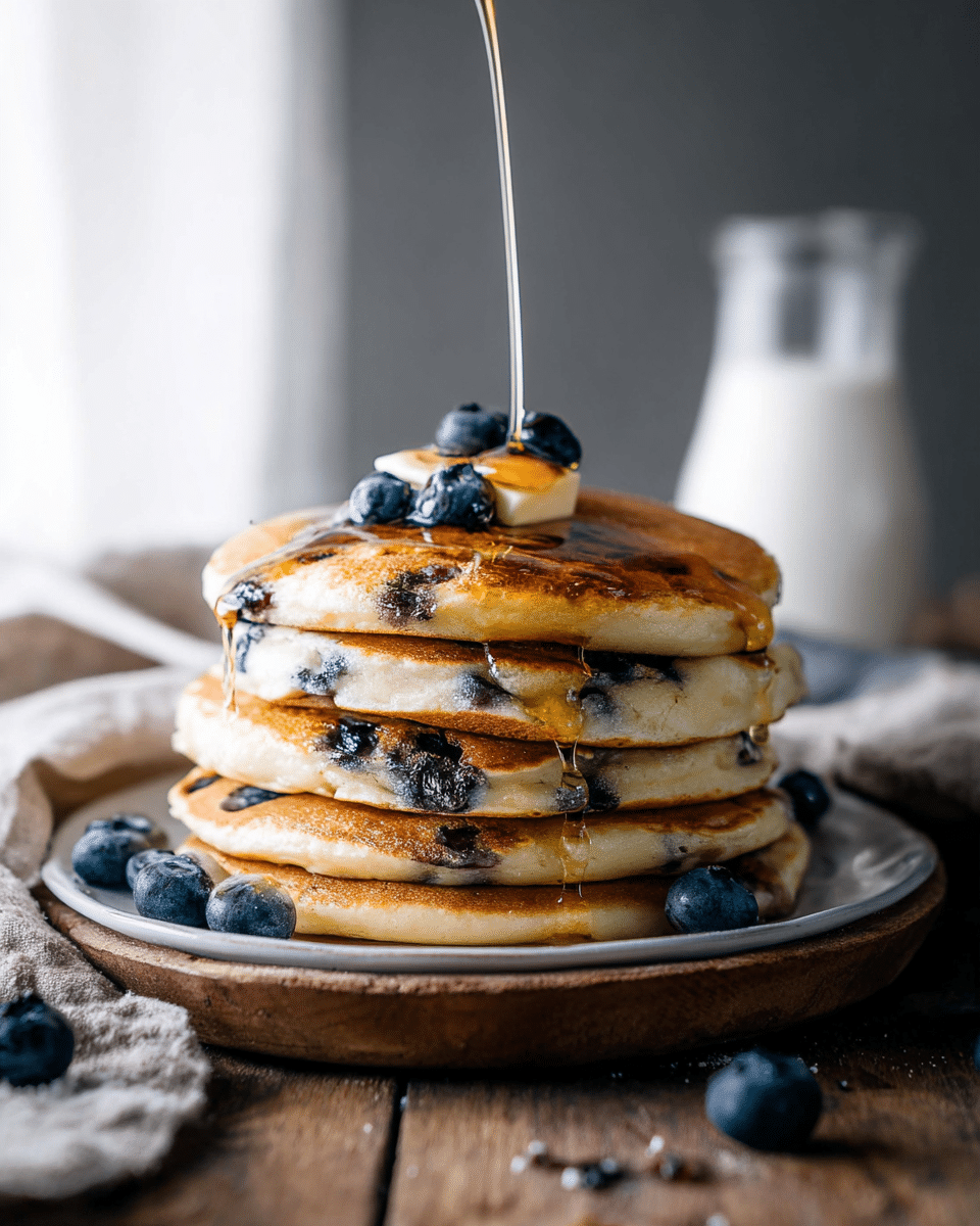 Fluffy Buttermilk Blueberry Pancakes Drenched in Maple Bliss