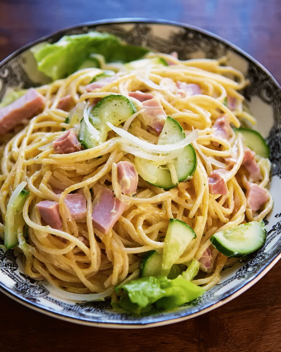 Creamy Japanese-Style Spaghetti Salad with Kewpie and Ham