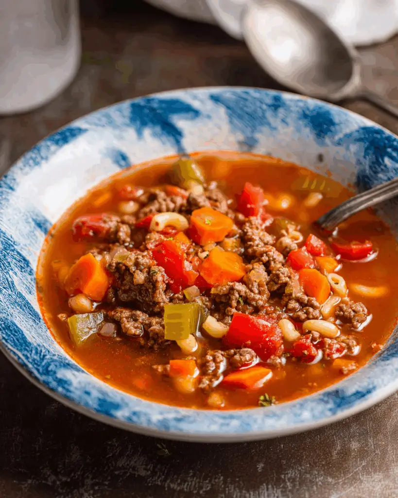 Savory Ground Beef & Garden Veggie Soup