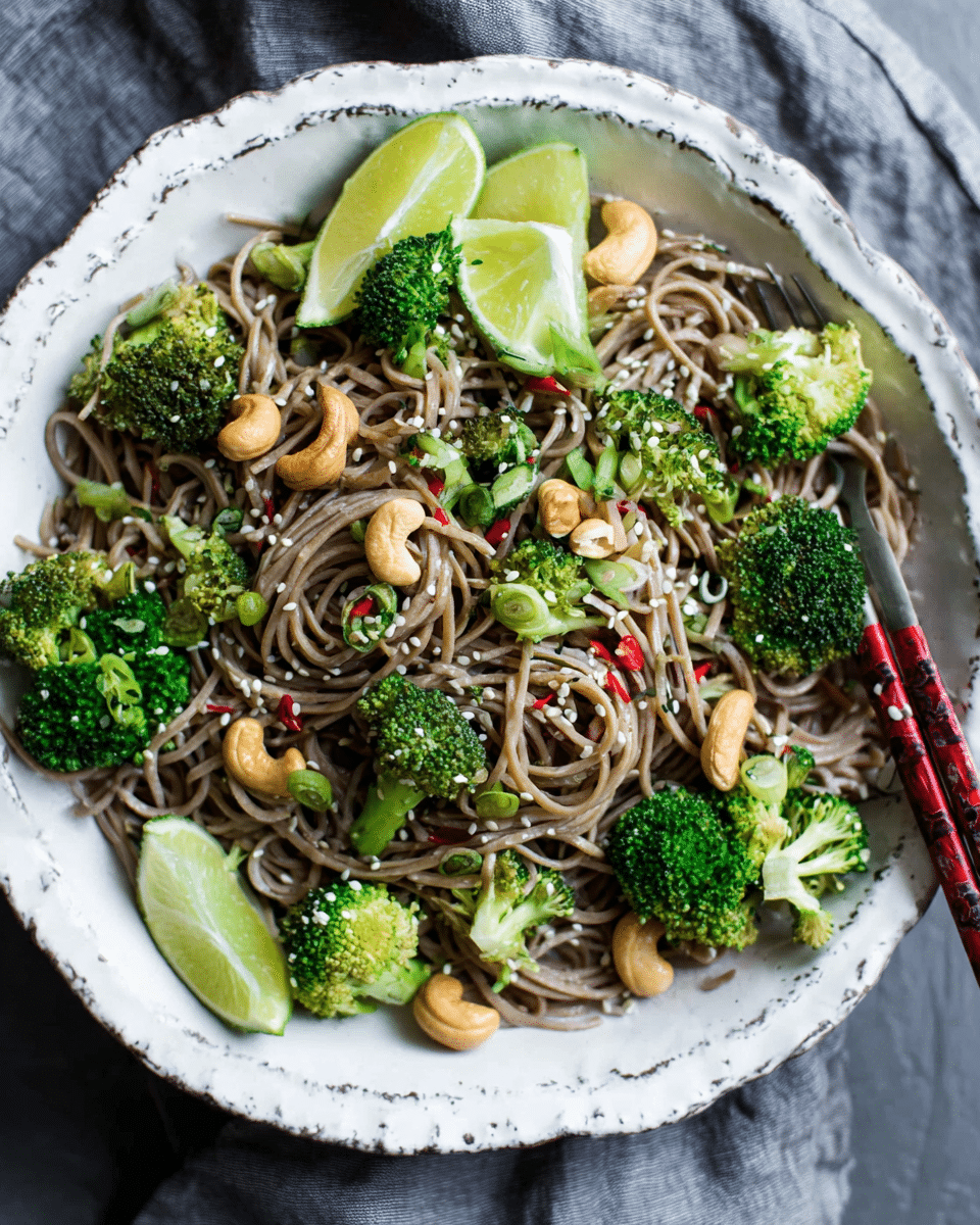 Creamy Cashew Broccoli Soba Noodles with Ginger-Sesame Sauce