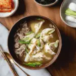 Savory Korean Dumpling Soup with Beef Broth and Egg Ribbons